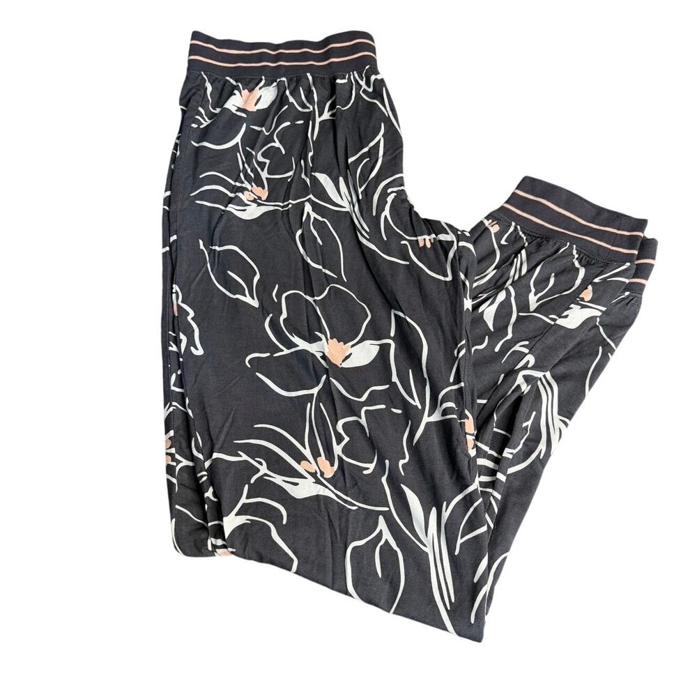 PJ Salvage Floral Modal Lounge Jogger Pajama Pants Charcoal Pink NWT Large $68
